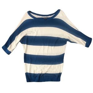 Express Striped Open Knit Dolman Sweater EUC